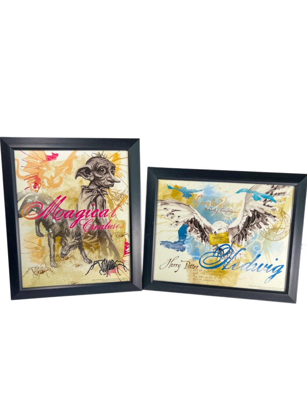 Harry Potter Framed Wall Art Set Hedwig Dobby Magical Creatures Decor 9x11.5
